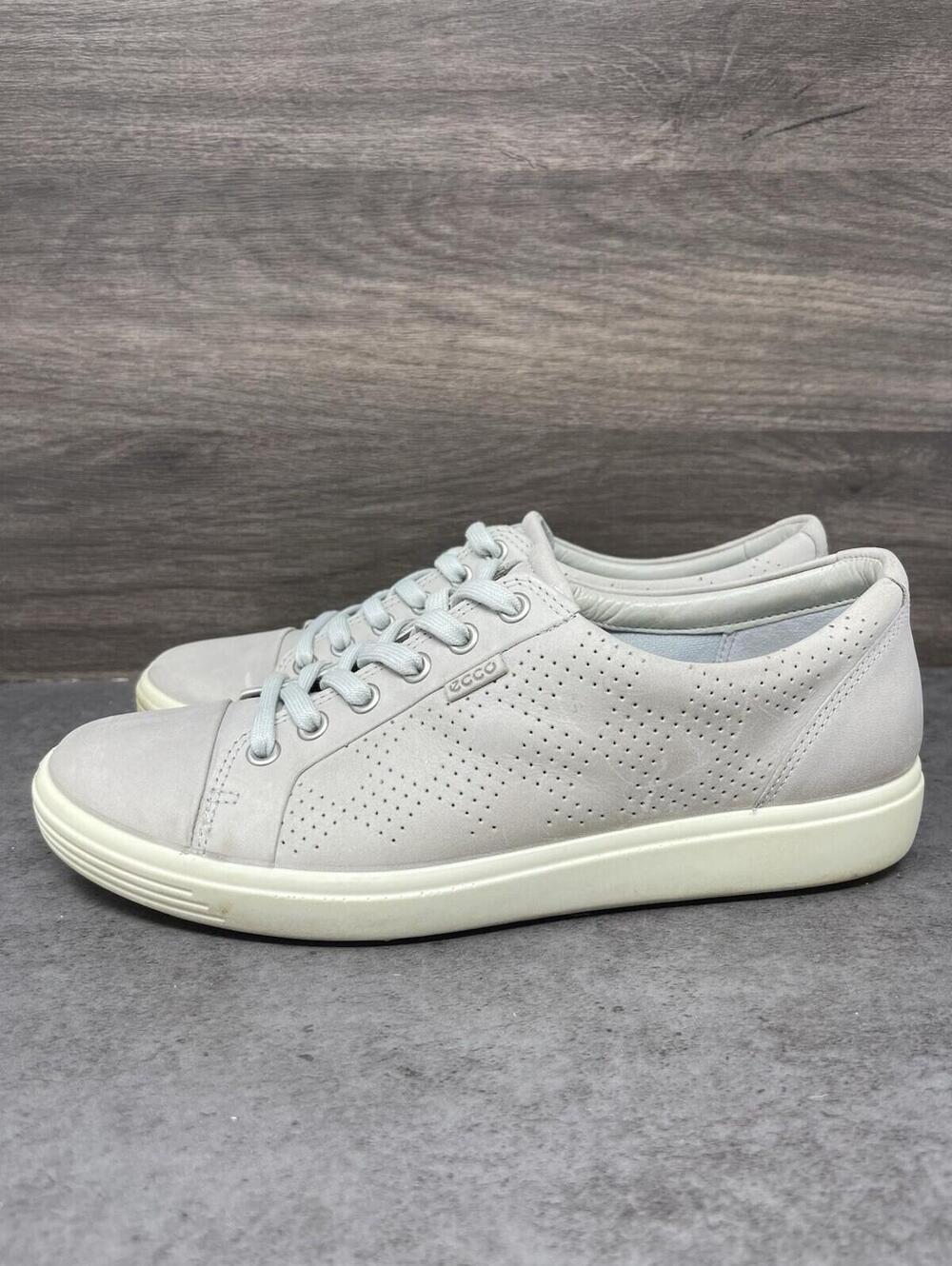 Ecco Light Gray Leather Perforated Athletic Sneakers